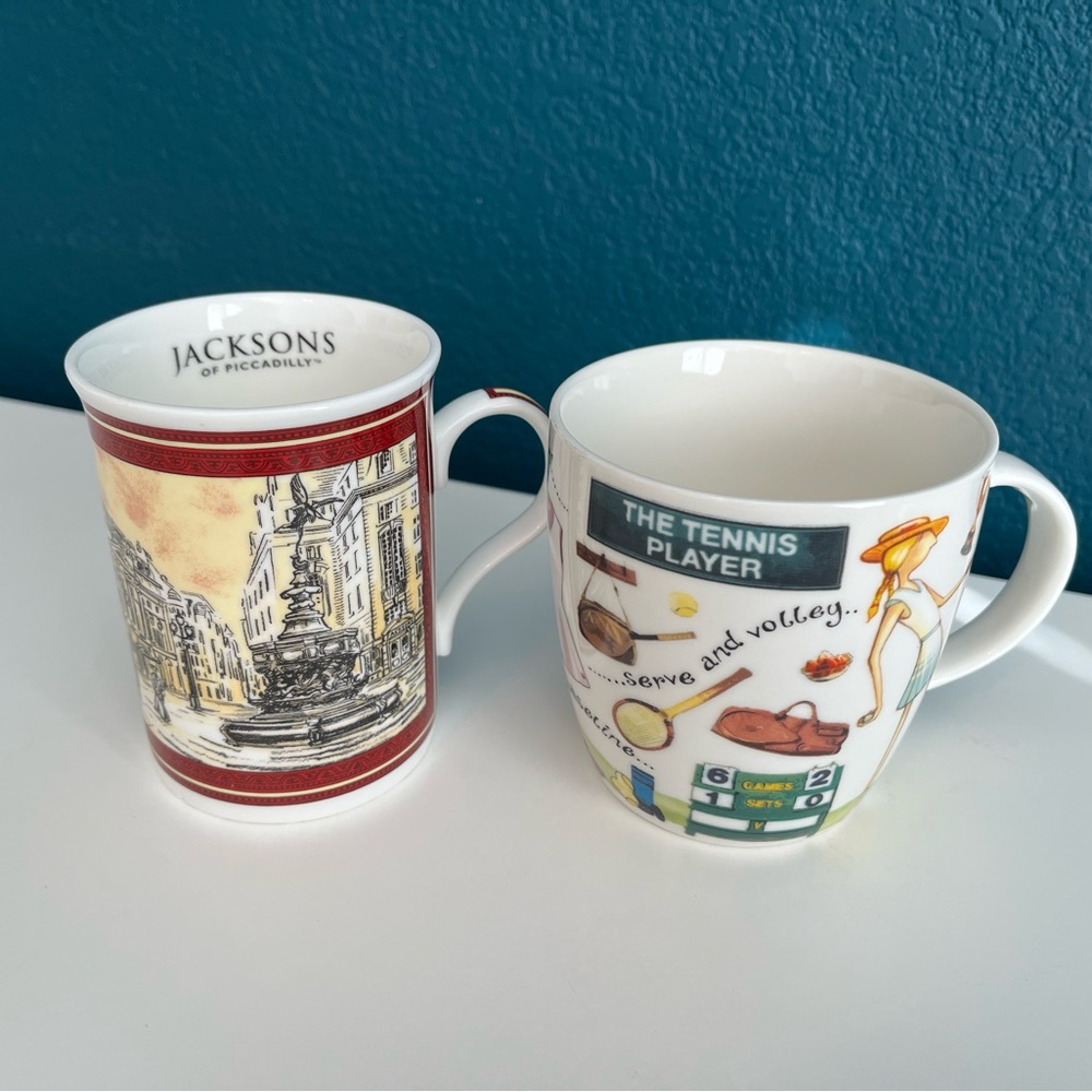 British English Jacksons of Piccadilly & Queens by Churchill Tennis Cup Mug